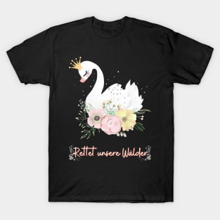 Schwan Wald Retten Prinzessin Blumen Süß T-Shirt